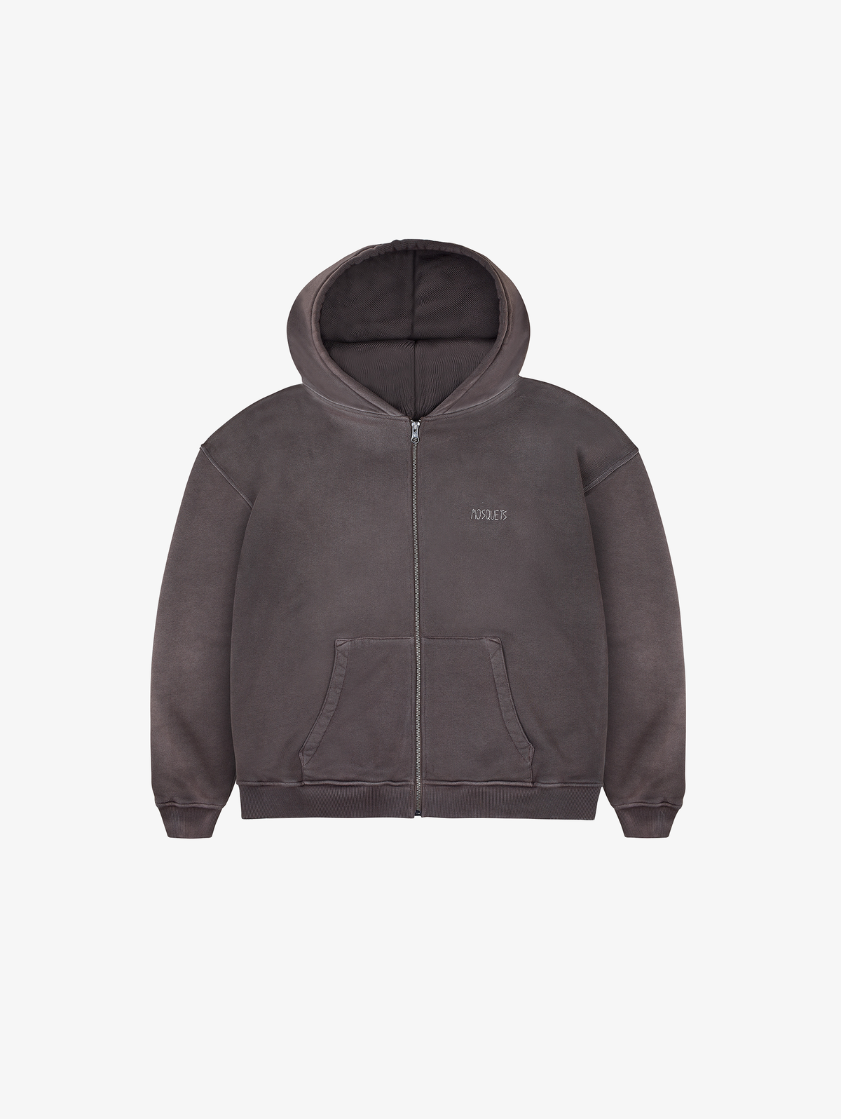 BROWN SUNFADED ZIP HOODED "EVERYDAYS" - Mosquets