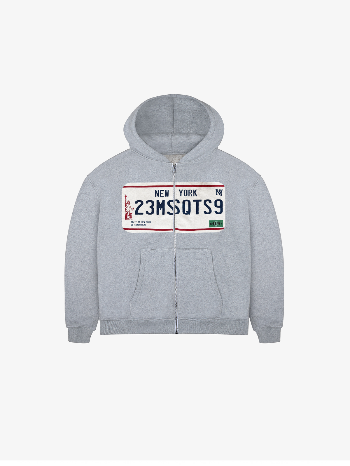 GREY MELANGE  ZIP HOODED "PLATE"