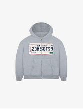 GREY MELANGE  ZIP HOODED "PLATE"