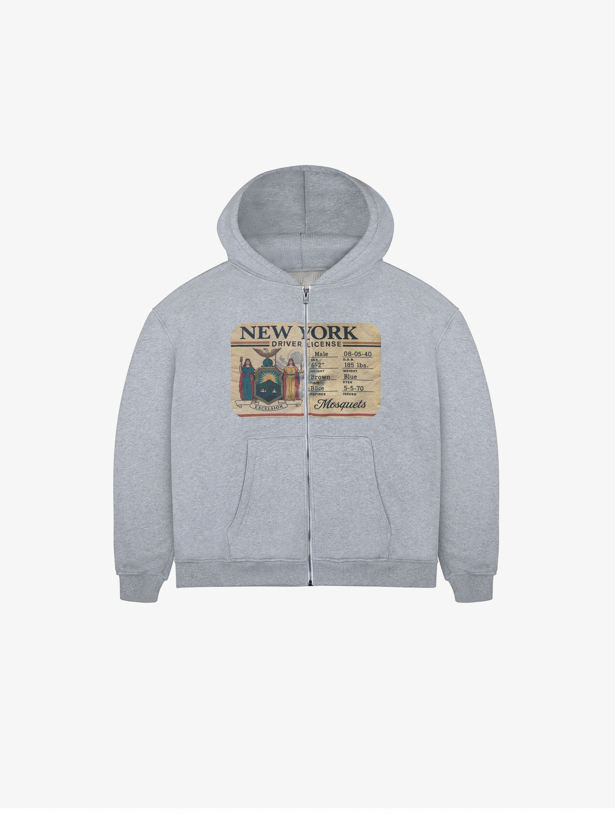 GREY MELANGE  ZIP HOODED "DRIVER LICENSE"