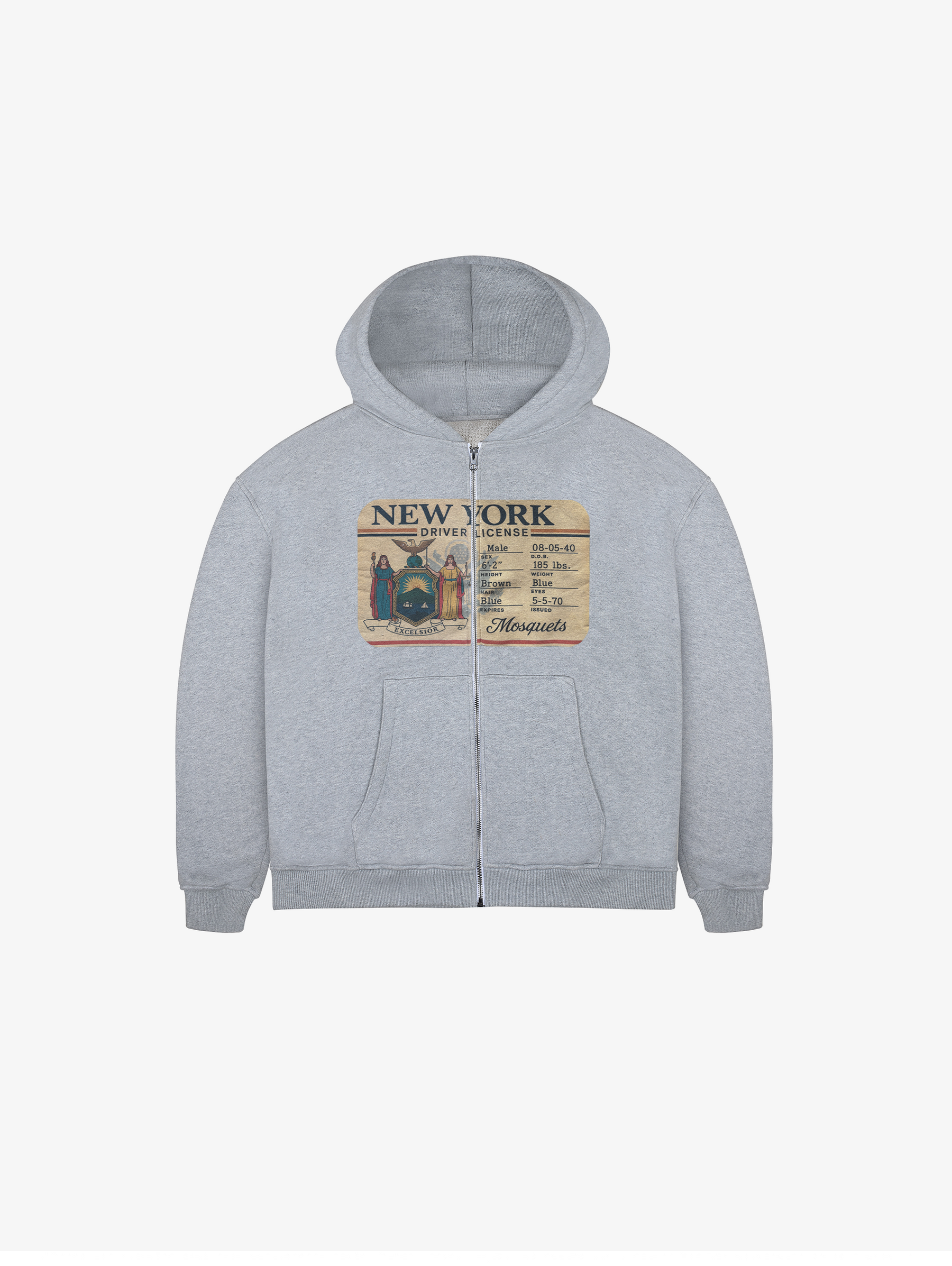 GREY MELANGE  ZIP HOODED "DRIVER LICENSE"