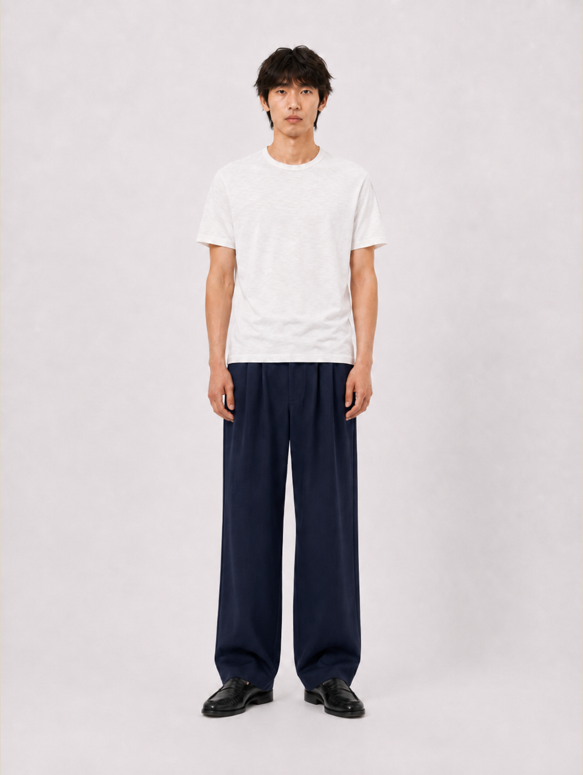 PLEATED TAILORED PANTS "BLUE"