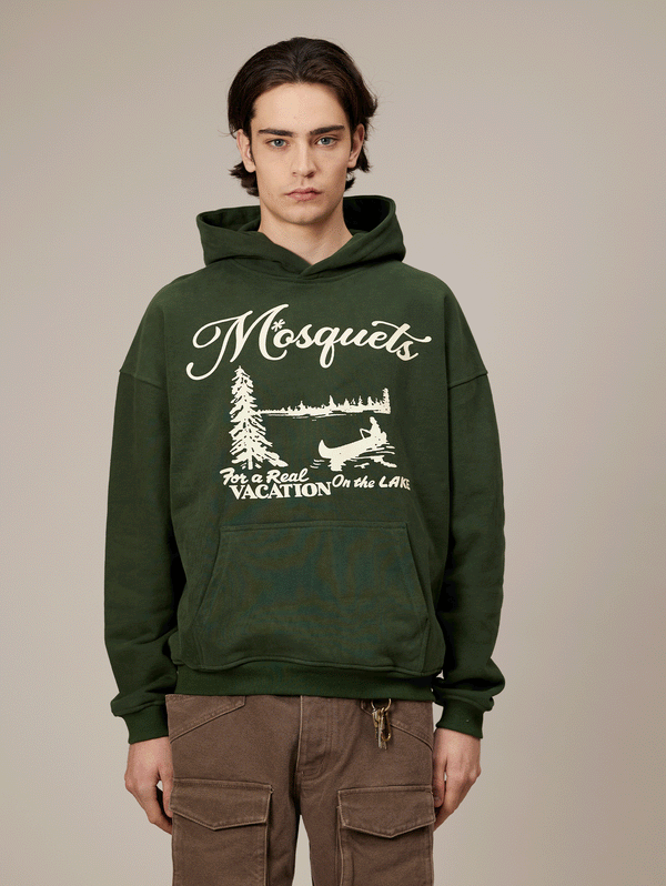 DARK GREEN HOODED "VACATION ON THE LAKE"