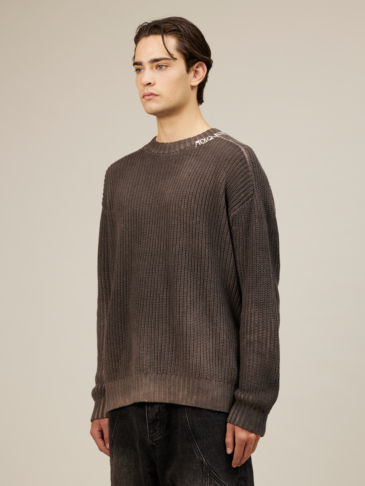 BROWN VINTAGE WASHED KNIT SWEATER "MOSQUETS