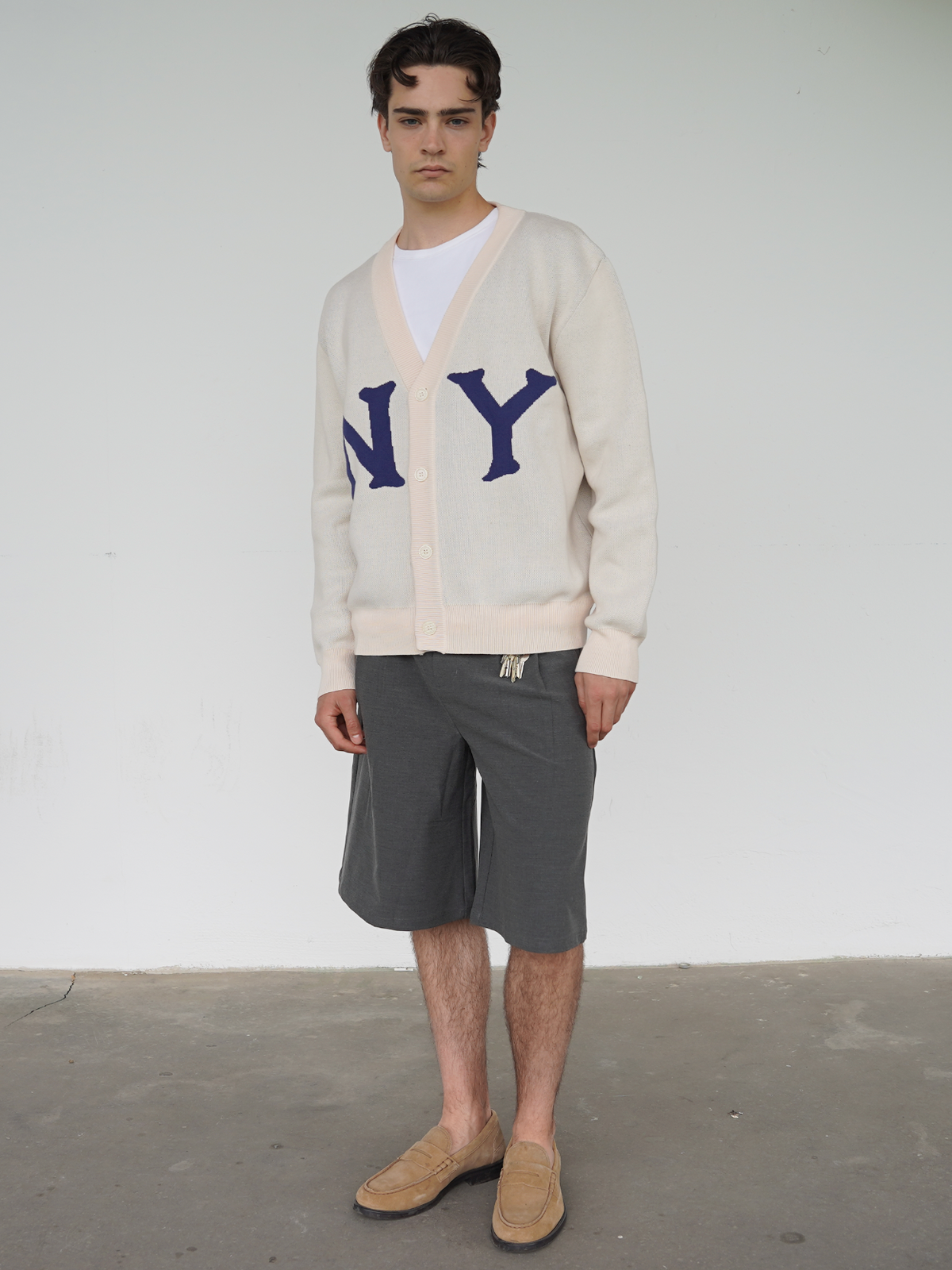 CREAM  KNIT CARDIGAN "NY"