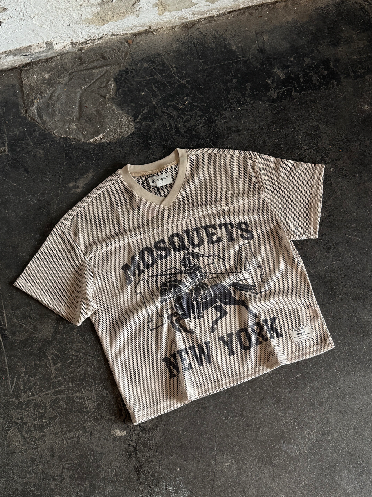 BEIGE MESH FOOTBALL JERSEY "NY KNIGHT"