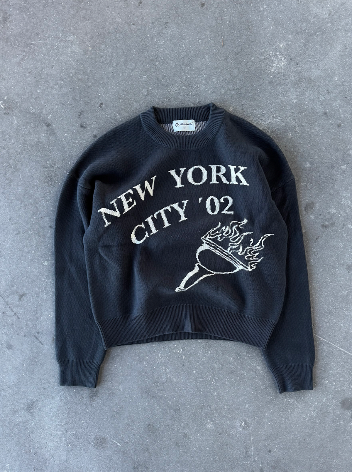 DARK GREY KNIT SWEATER "NY 02" - Mosquets