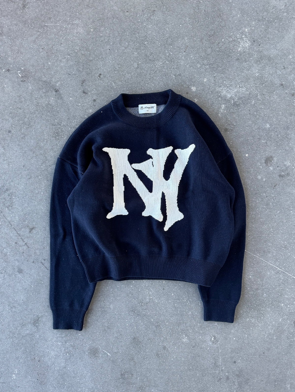 DARK BLUE KNIT SWEATER "NY" - Mosquets