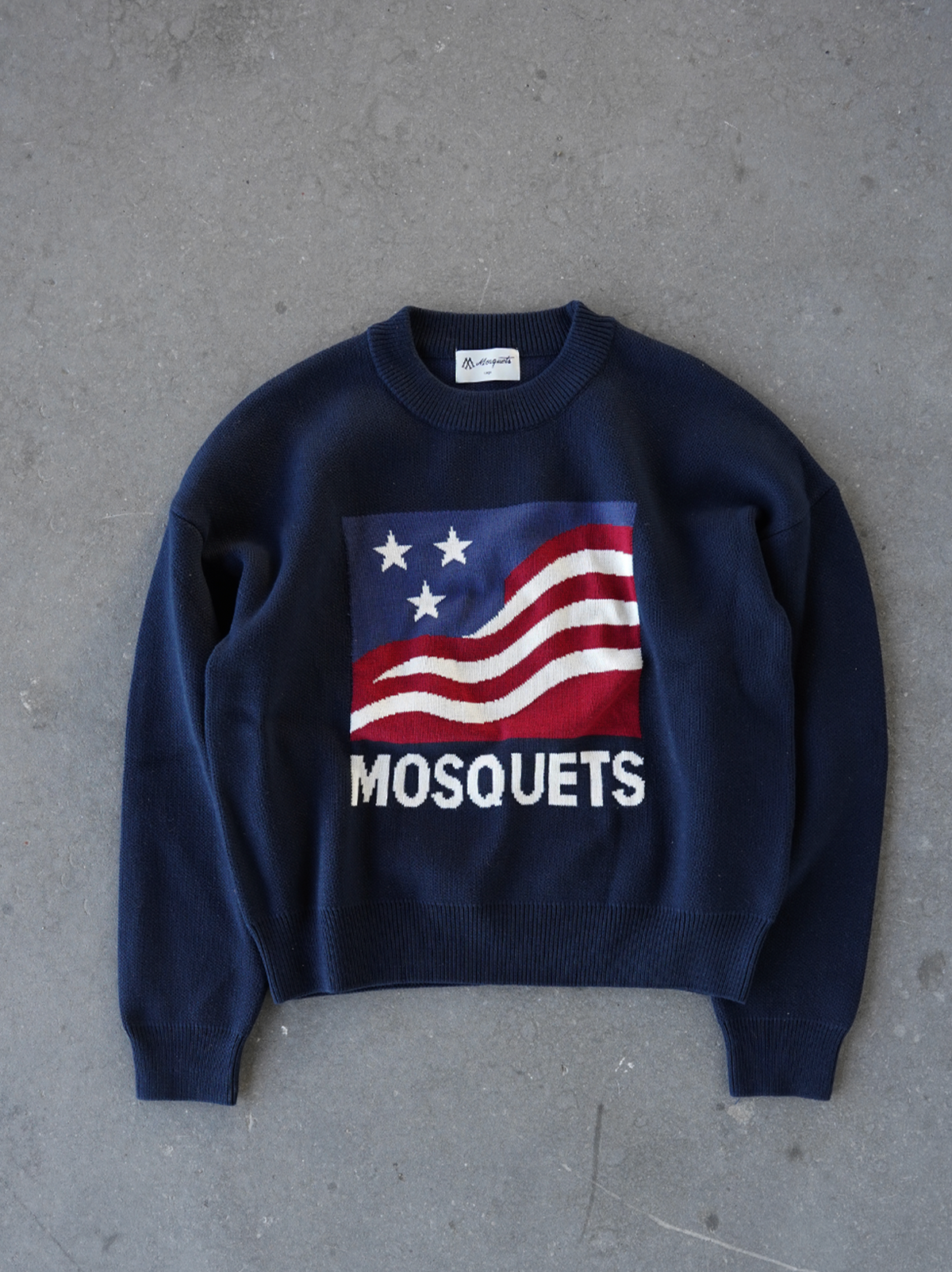 DARK BLUE KNIT SWEATER "AMERICANA" - Mosquets