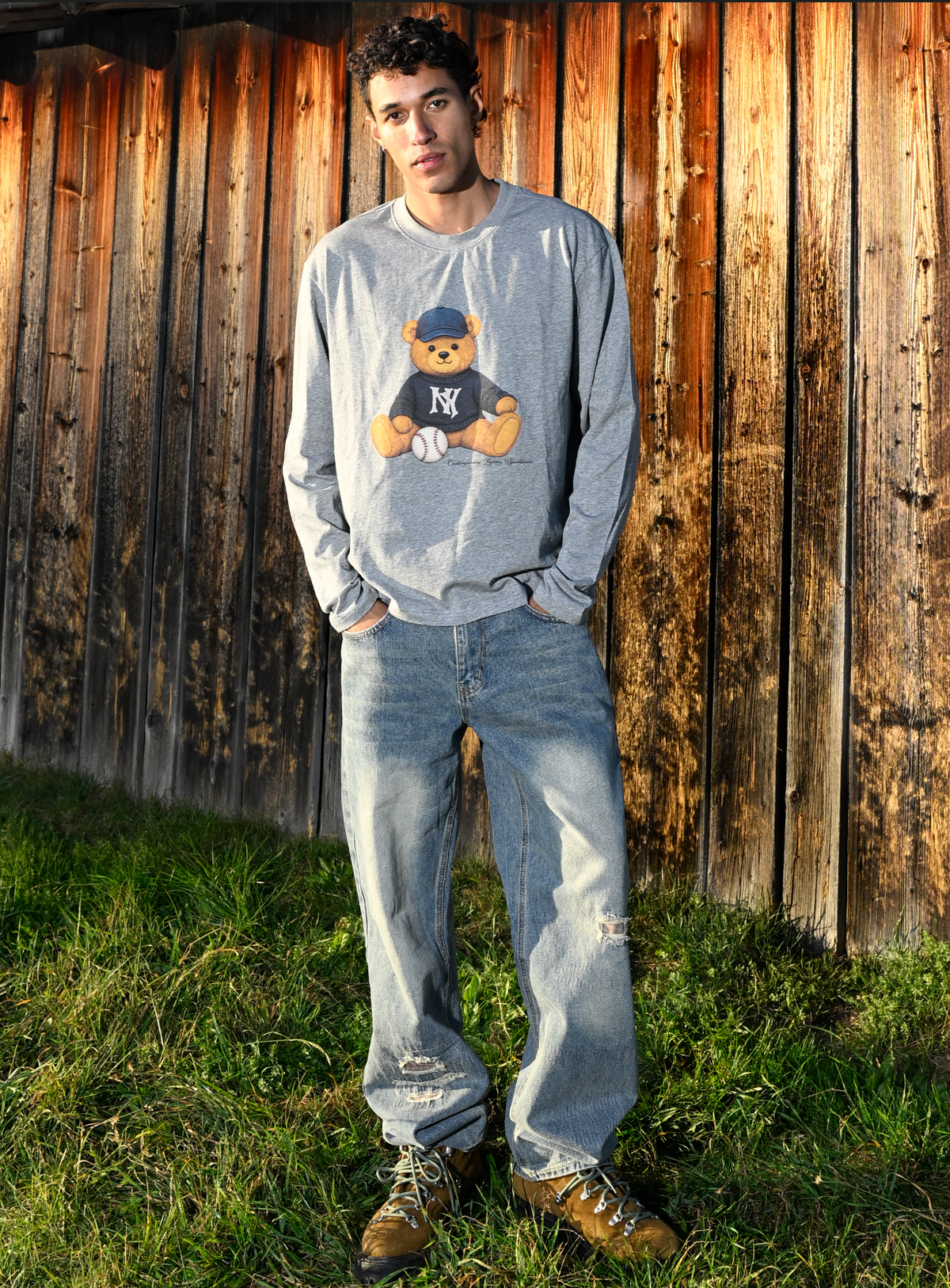 GREY MELANGE LONGSLEEVE "ICE HOCKEY"
