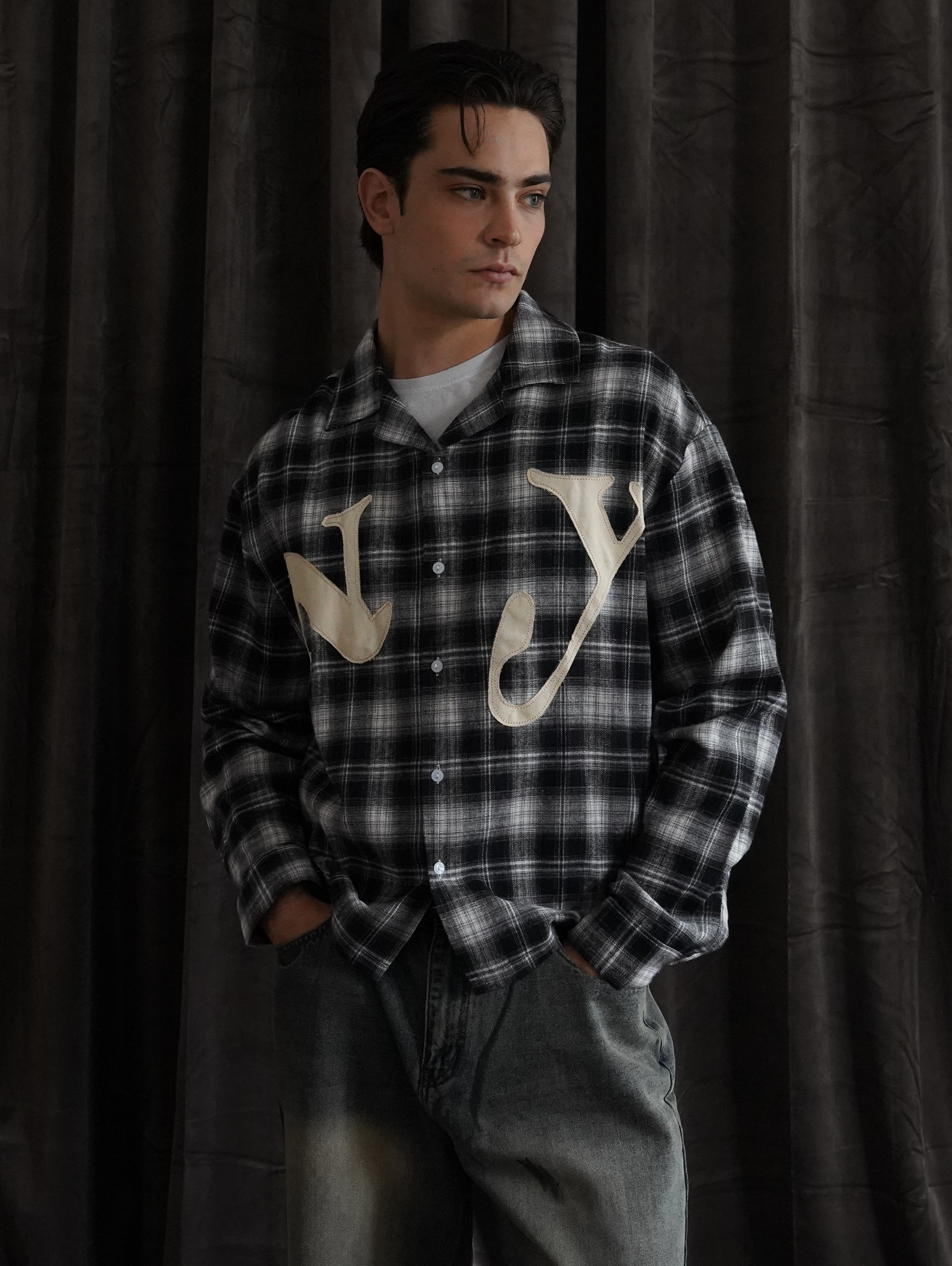 BLACK CHECK FLANNEL SHIRT "NY"