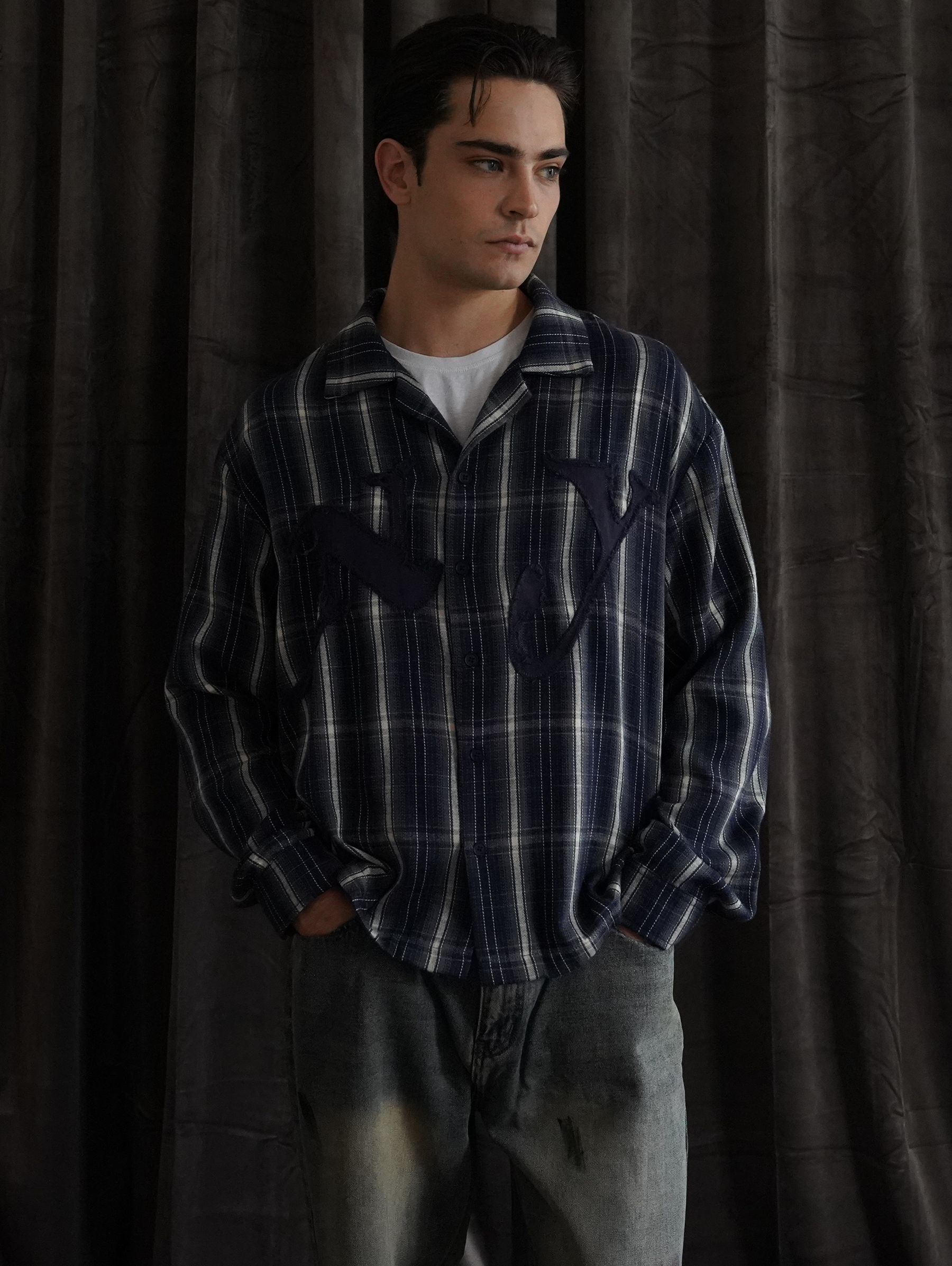 BLUE CHECK FLANNEL SHIRT "NY"