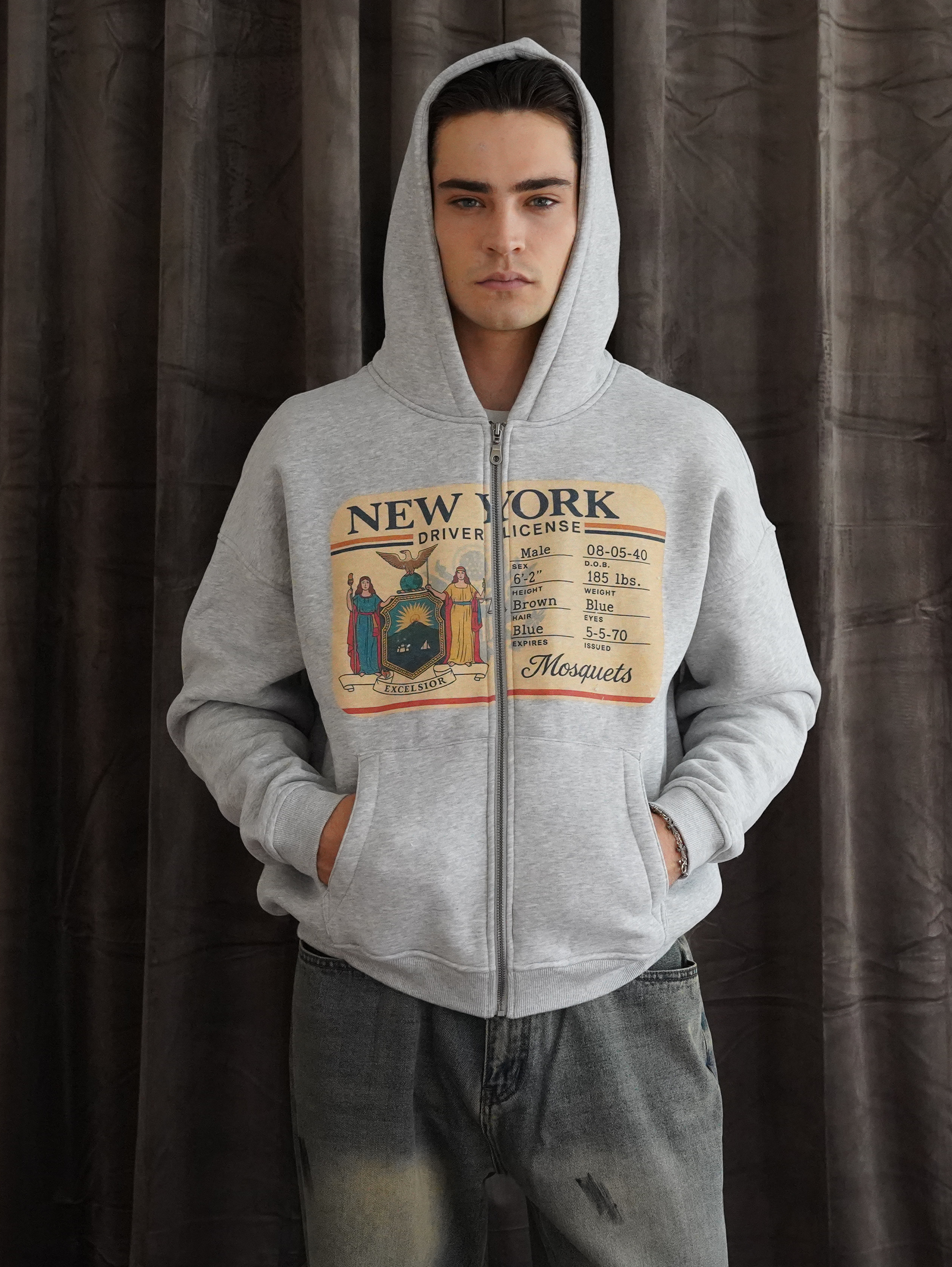 GREY MELANGE  ZIP HOODED