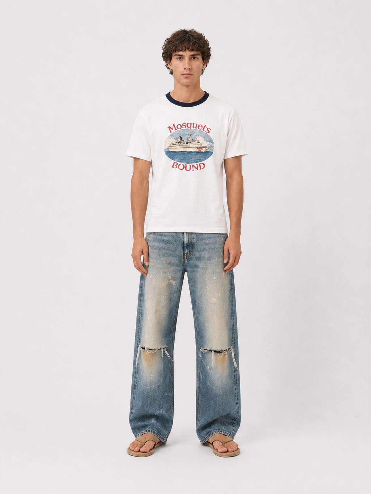 WHITE CONTRAST T-SHIRT "MOSQUETS BOUND" - Mosquets