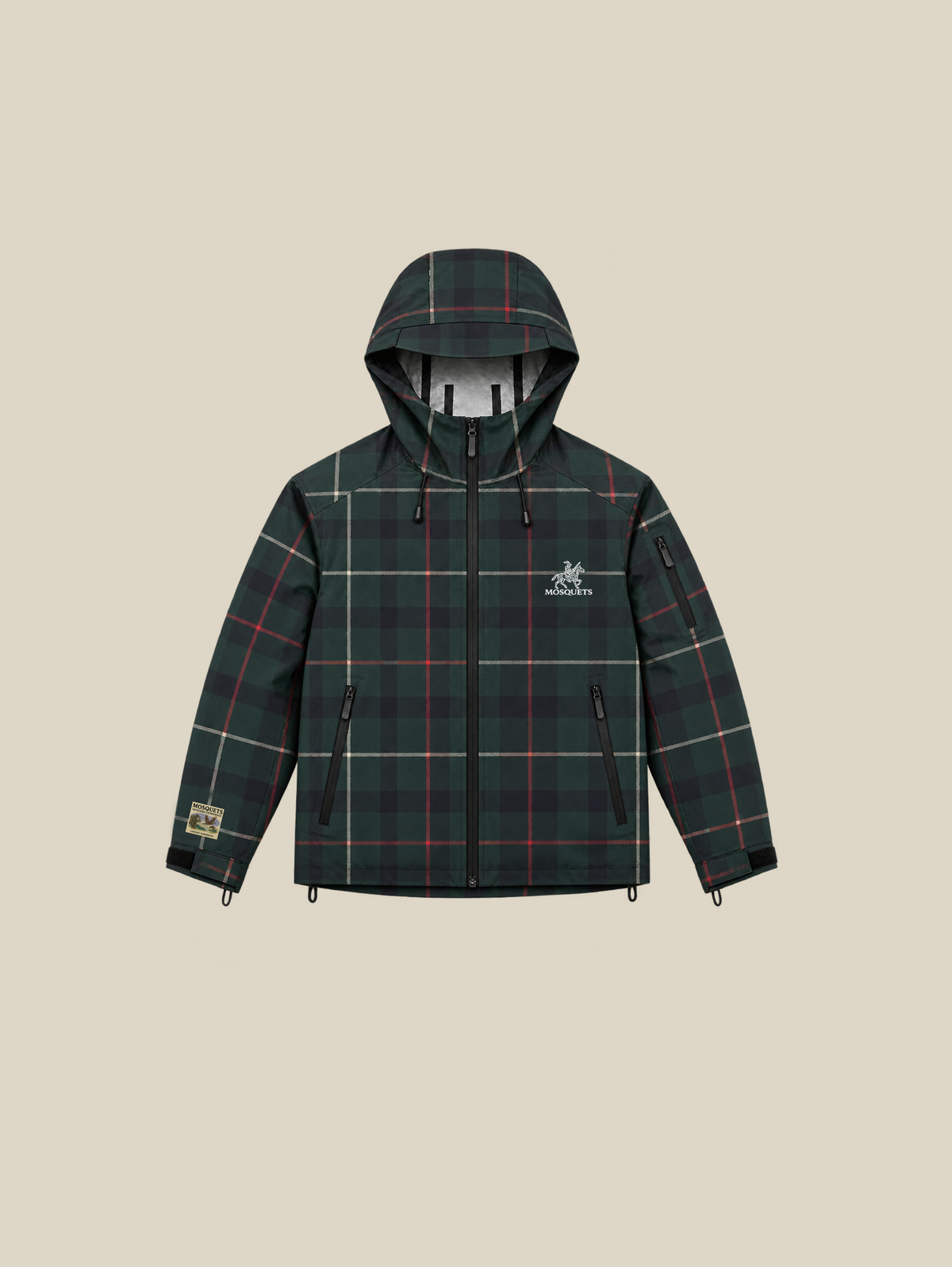 GREEN TARTAN RAIN SHELL JACKET "MOSQUETS" - Mosquets