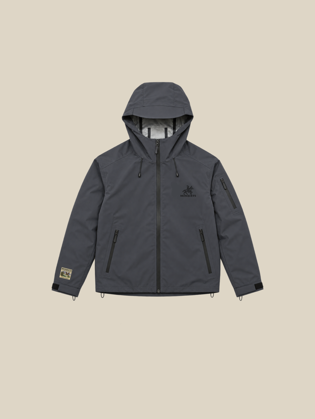 GREY RAIN SHELL JACKET "MOSQUETS" - Mosquets