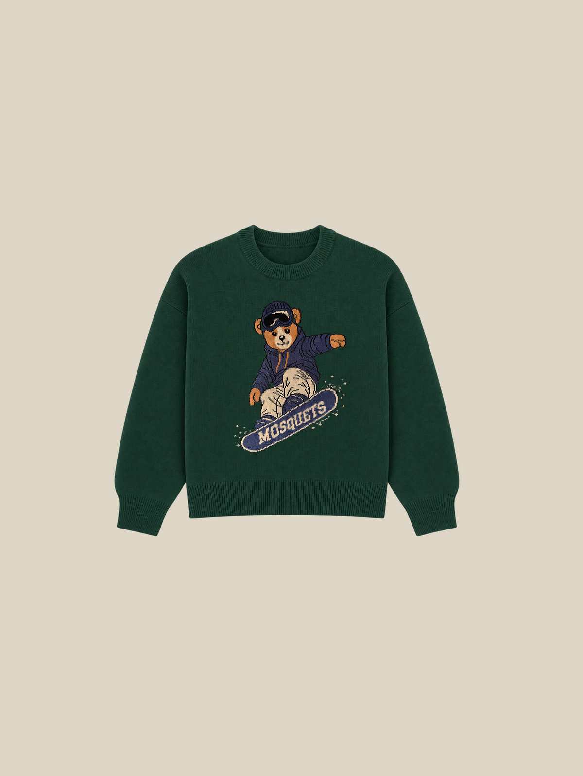 GREEN KNIT SWEATER "SNOWBOARD" - Mosquets