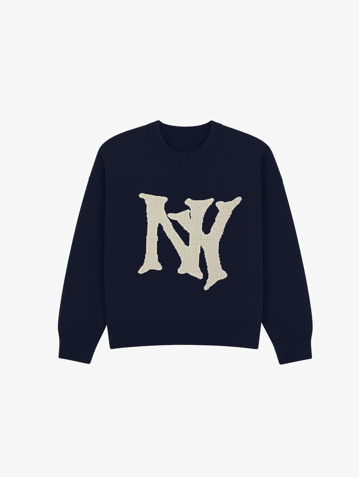 DARK BLUE KNIT SWEATER "NY" - Mosquets