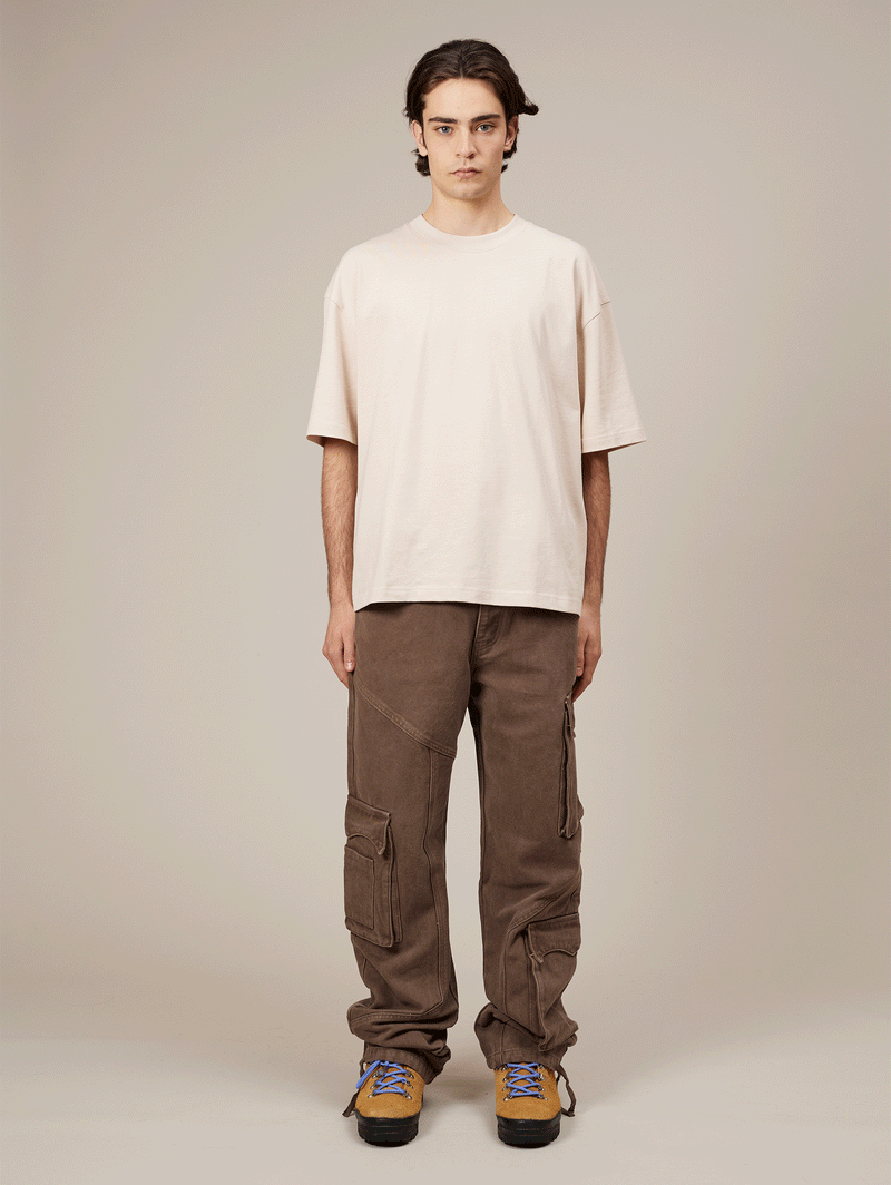 BROWN WASHED DECONSTRUCTED CARGO PANTS - Mosquets