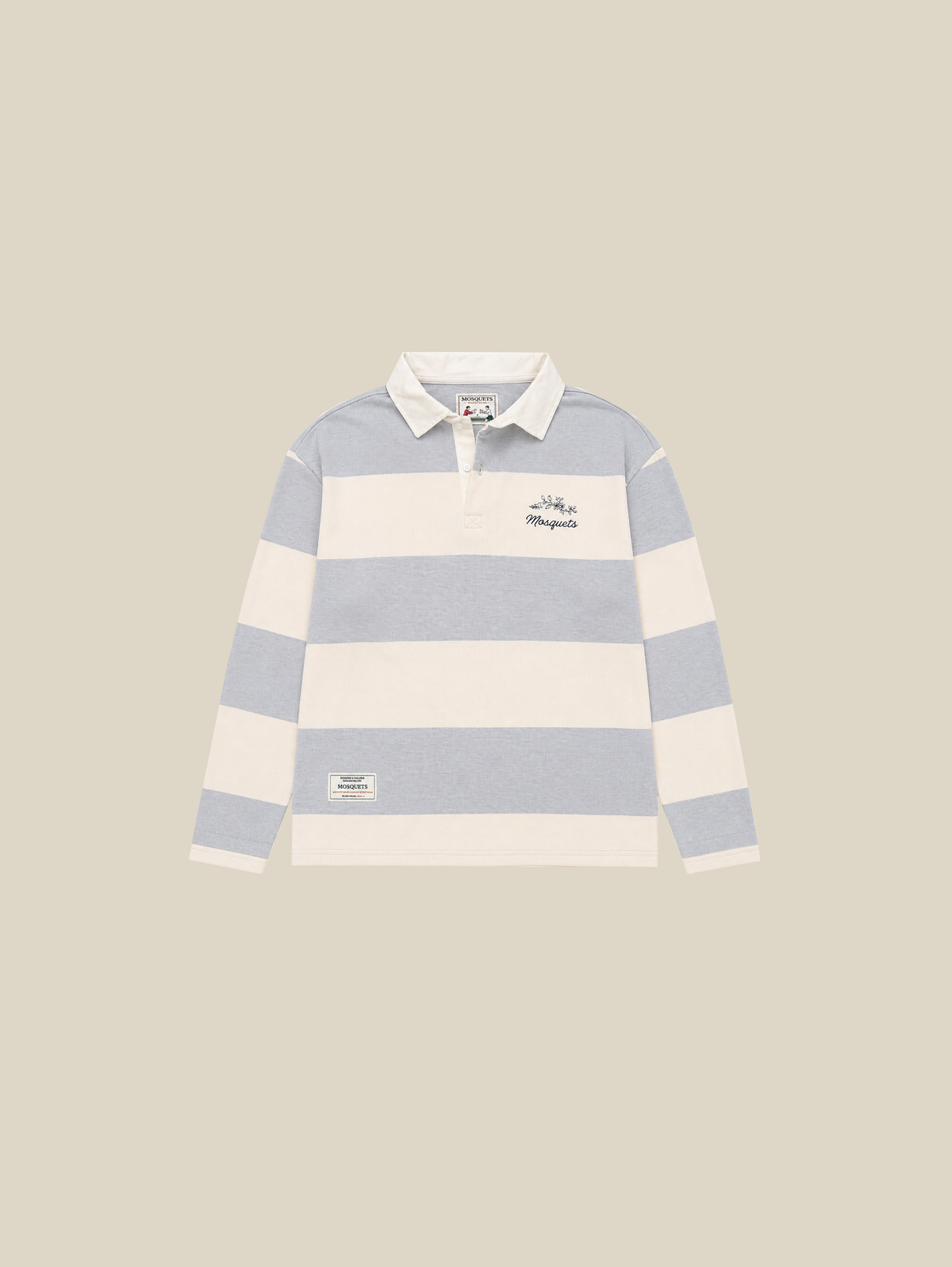 RUGBY POLO STRIPE GREY WHITE "MOSQUETS"