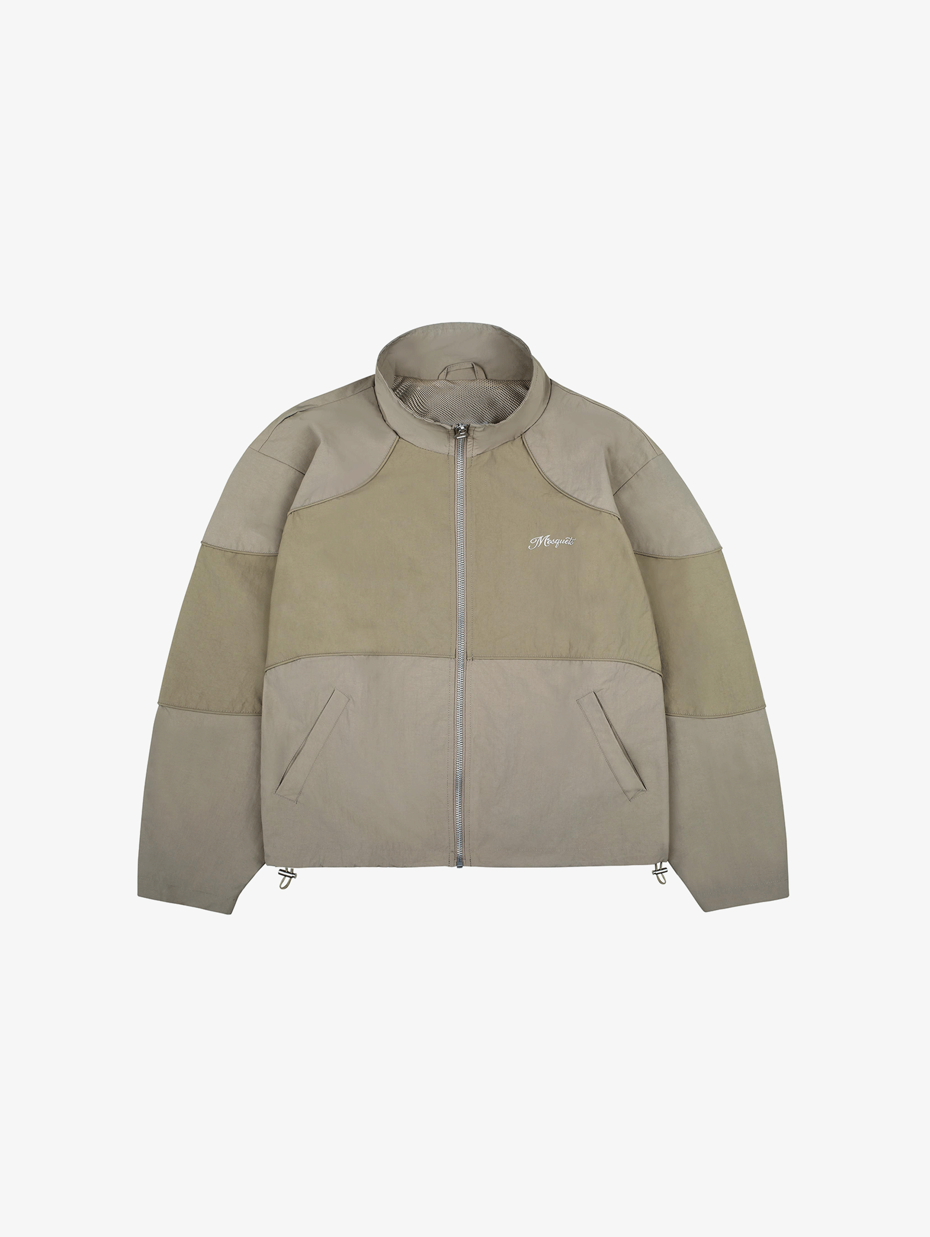 BEIGE CONTRAST NYLON TRACK JACKET