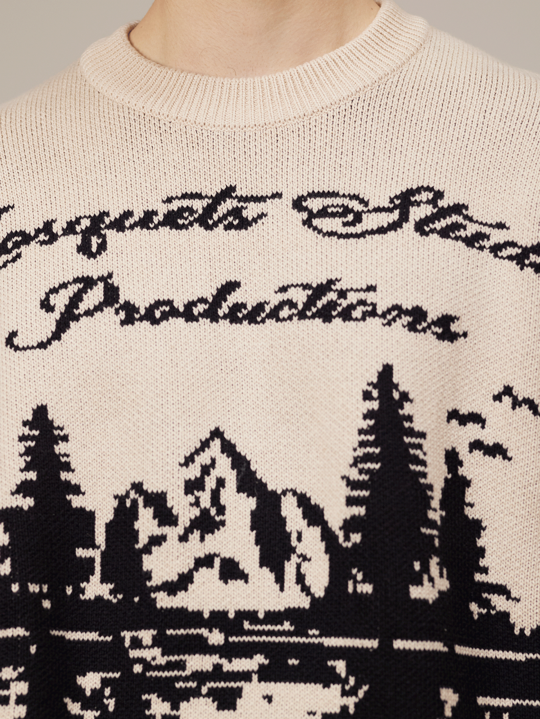 CREAM KNIT SWEATER "PRODUCTIONS"