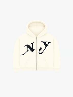 CREAM ZIP HOODED "NY"