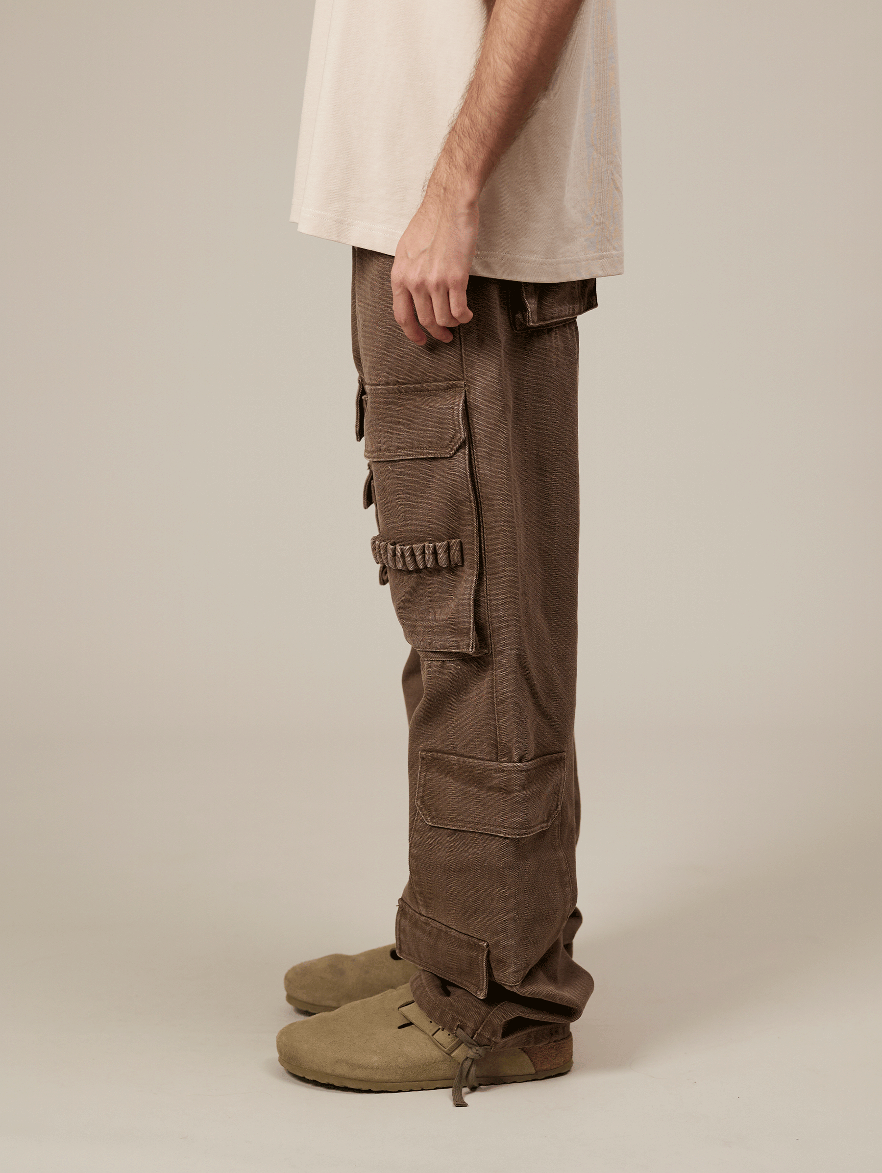 BROWN CARGO WORKER PANTS