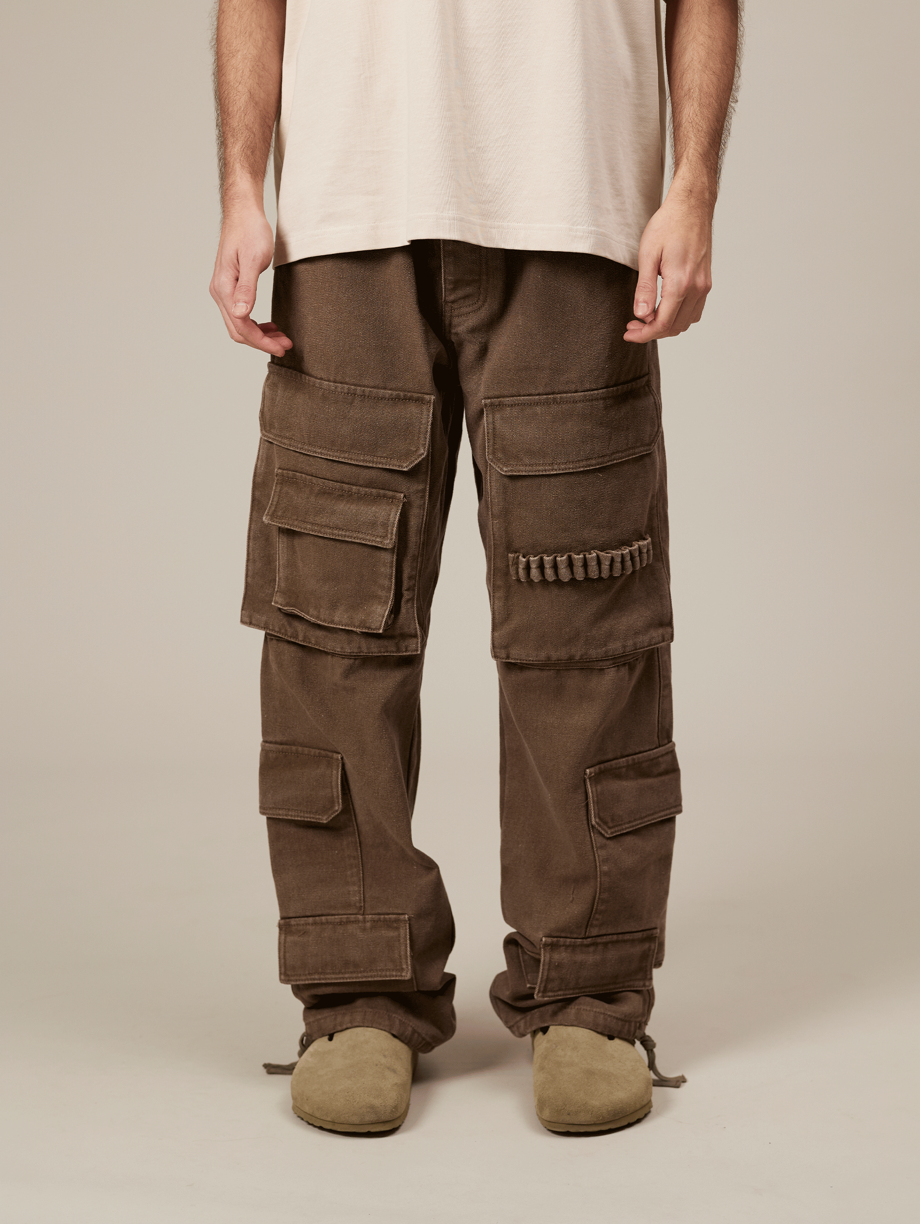 BROWN CARGO WORKER PANTS