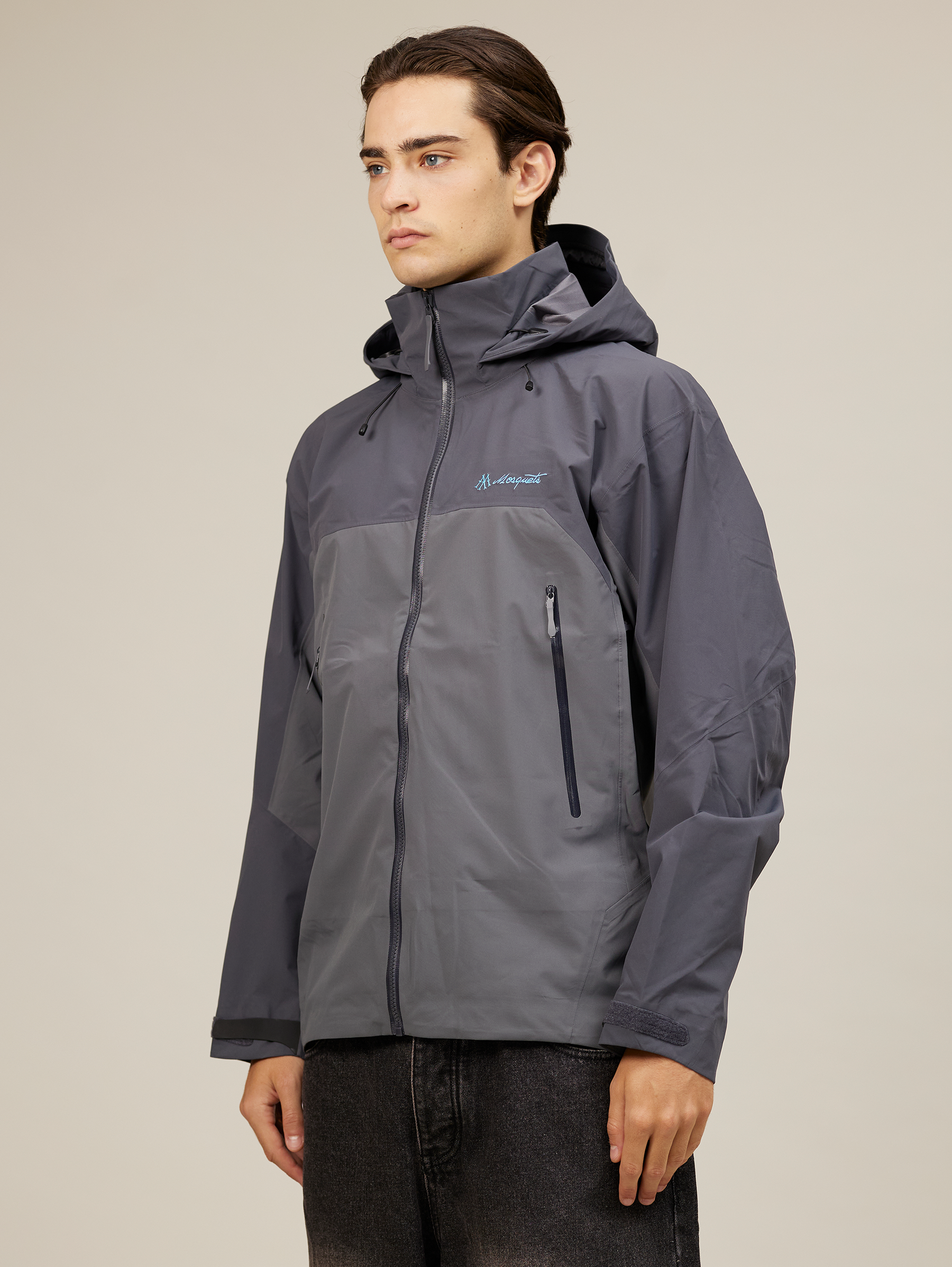 ALPHA RAIN JACKET "CONTRAST GREY/BLUE"