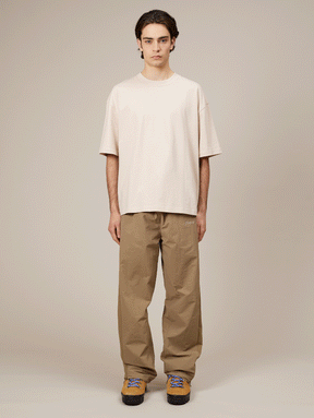 BEIGE CONTRAST NYLON TRACK PANTS