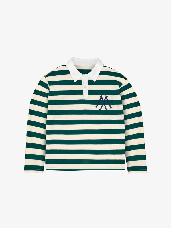 GREEN WHITE RUGBY POLO SHIRT "M"