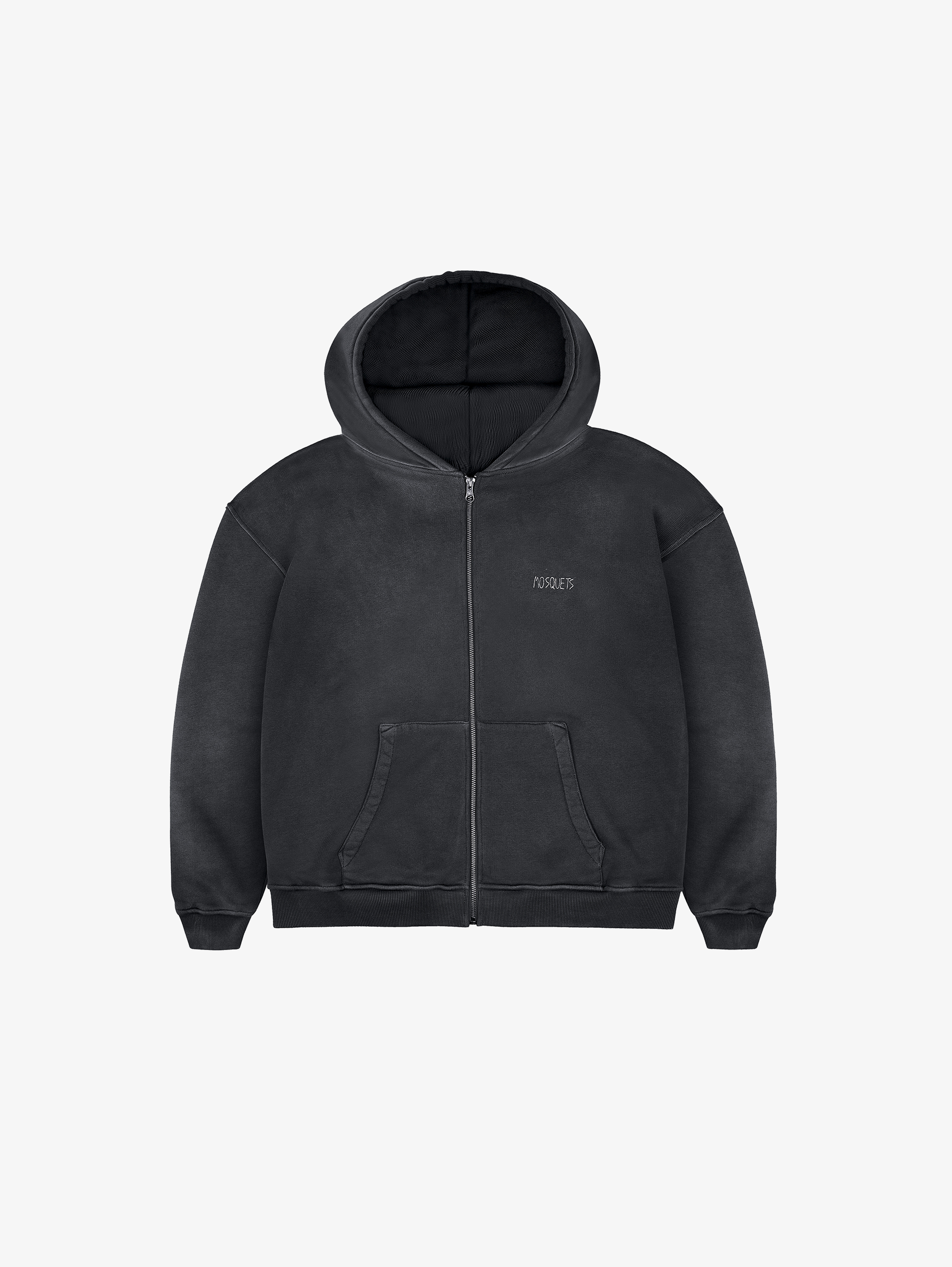 BLACK SUNFADED ZIP HOODED 