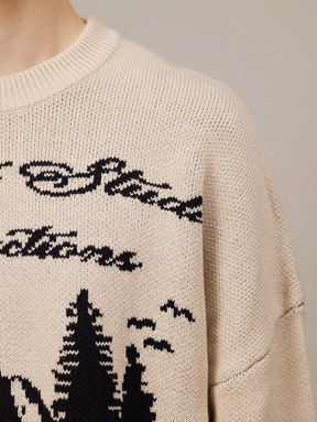 CREAM KNIT SWEATER "PRODUCTIONS"