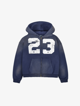 DARK BLUE SUNFADED ZIP  HOODED "23"