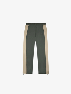 GREEN CONTRAST NYLON TRACK PANTS