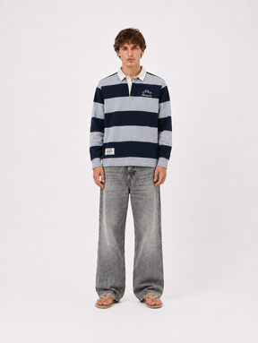 RUGBY POLO STRIPE BLUE GREY "MOSQUETS" - Mosquets