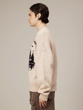 CREAM KNIT SWEATER "PRODUCTIONS"