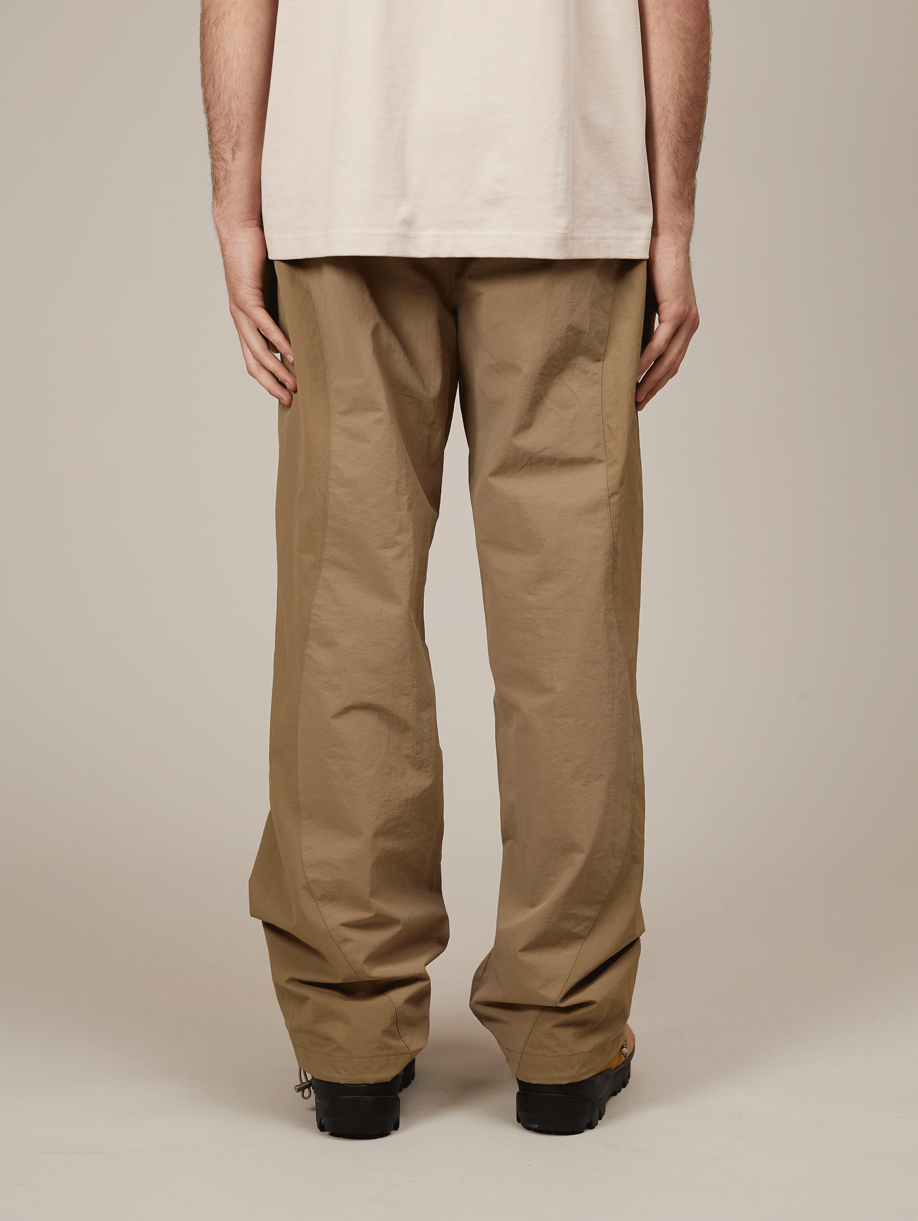 BEIGE CONTRAST NYLON TRACK PANTS