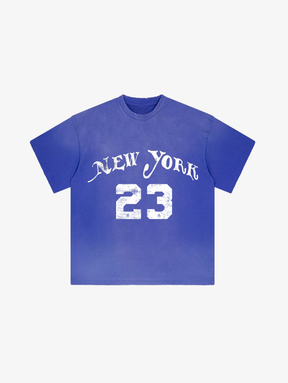 BLUE SUNFADED T-SHIRT "NEW YORK 23"