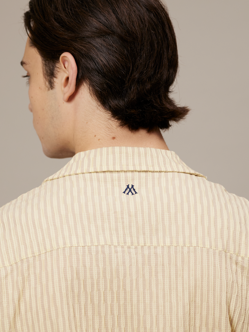 YELLOW STRIPE RESORT SHIRT "M"