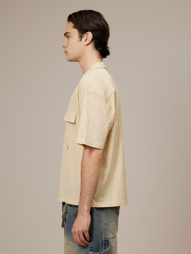 YELLOW STRIPE RESORT SHIRT "M"