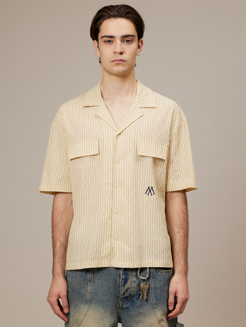 YELLOW STRIPE RESORT SHIRT "M"