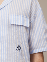 BLUE WHITE  STRIPE RESORT SHIRT "M"