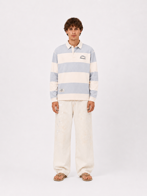 RUGBY POLO STRIPE GREY WHITE "MOSQUETS" - Mosquets