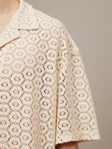 CREAM WHITE CROCHET RESORT SHIRT