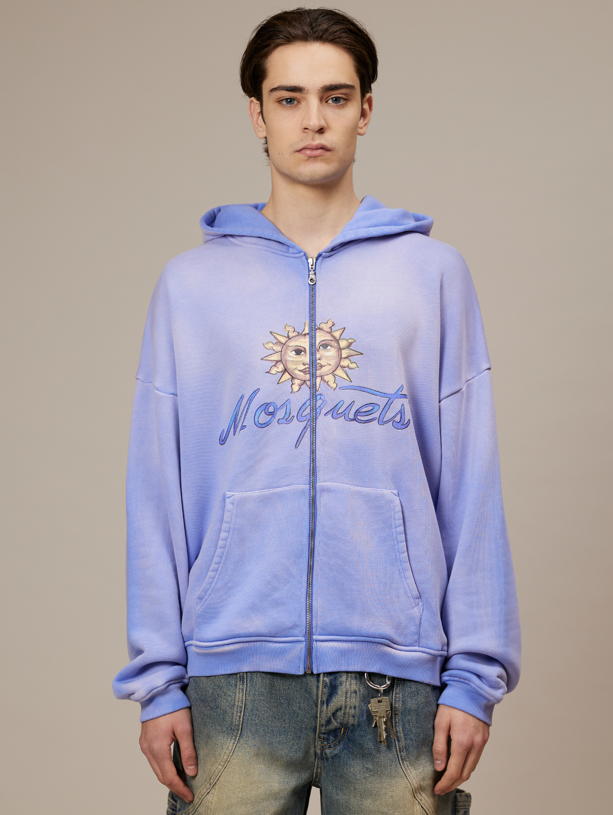 BLUE SUNFADED ZIP HOODED "SUN"