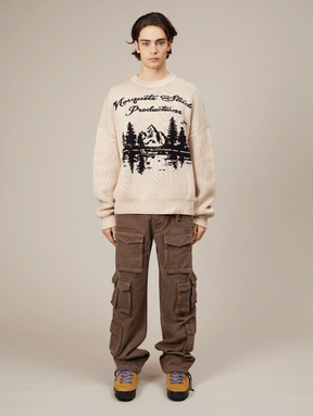 CREAM KNIT SWEATER "PRODUCTIONS"