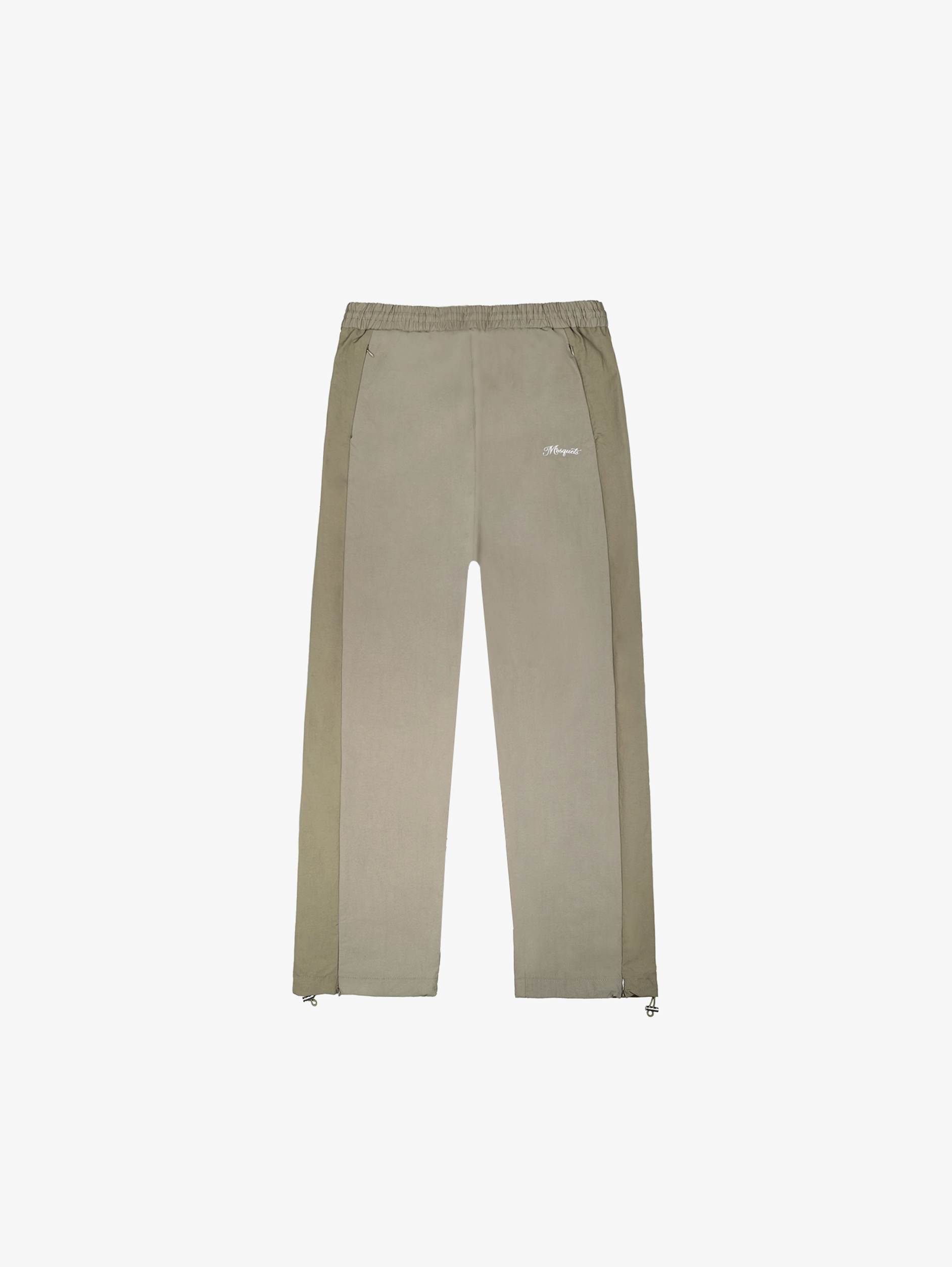 BEIGE CONTRAST NYLON TRACK PANTS