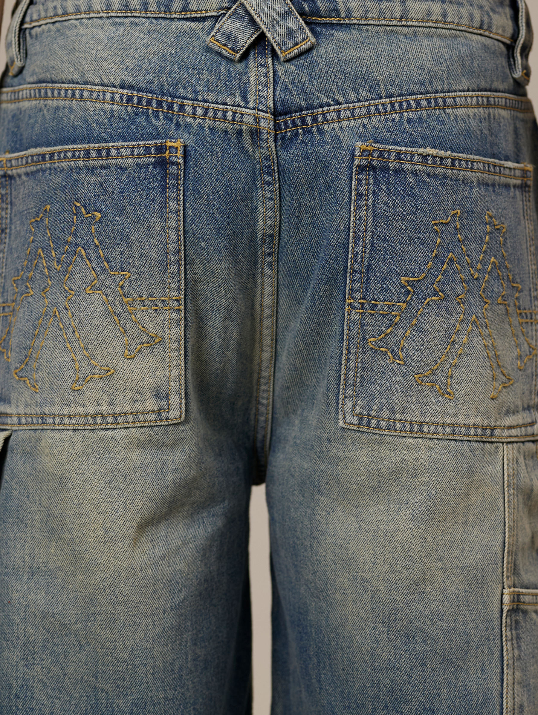 MID BLUE WASHED DENIM JORTS "V1"